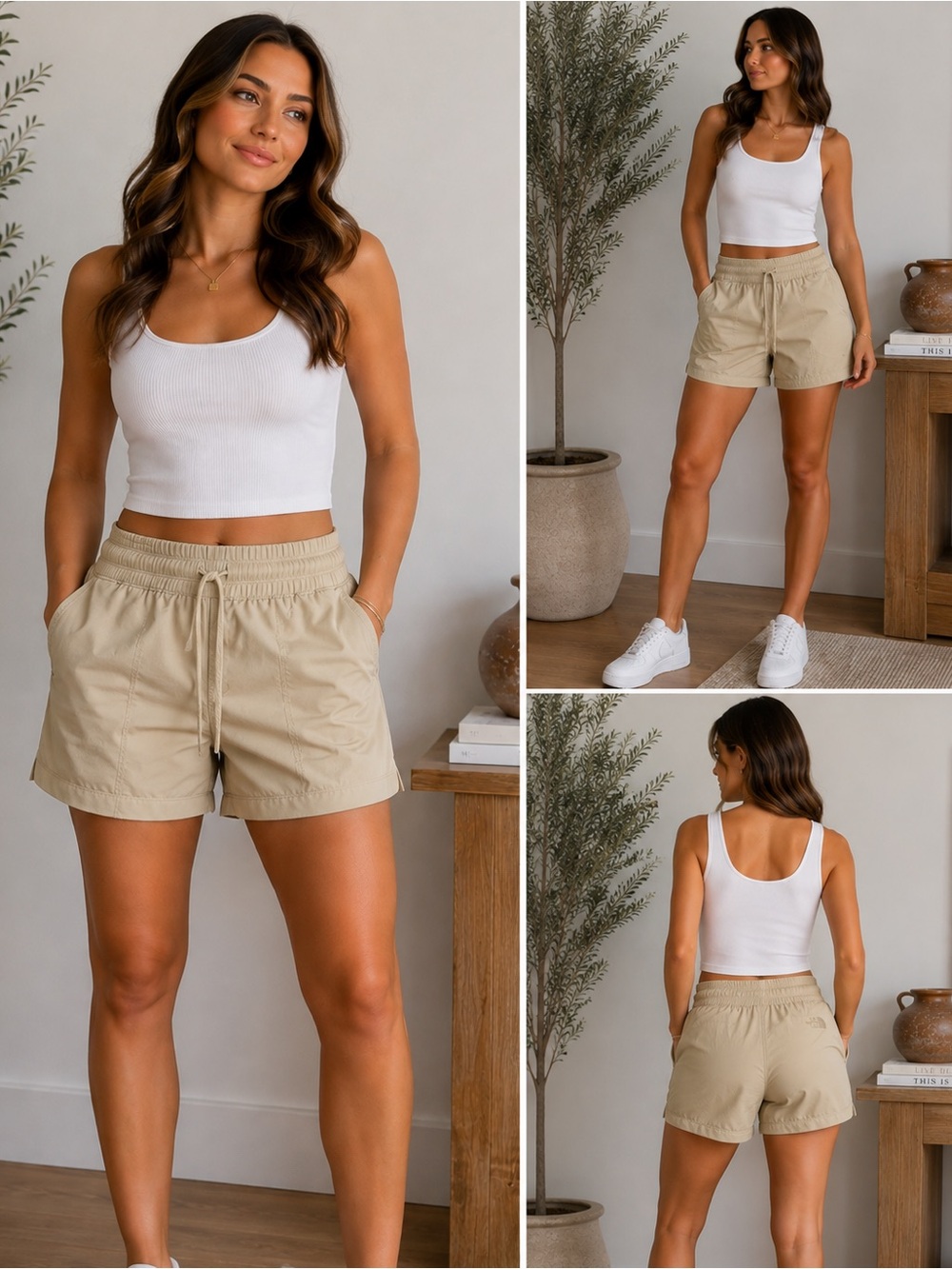 The North Face Women’s Khaki Hiking Shorts Size Small Drawstring Outdoor